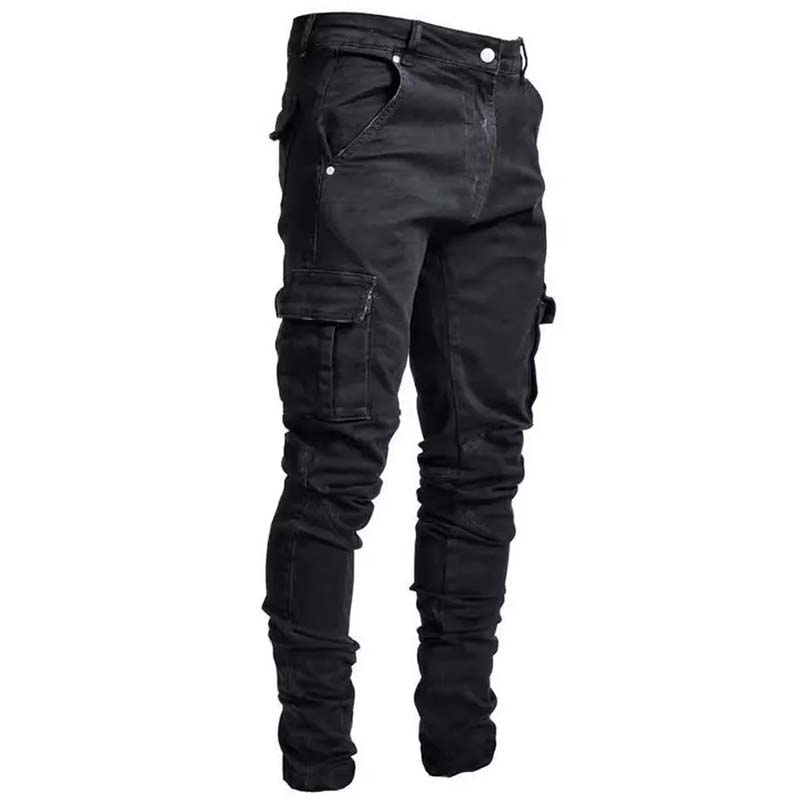Pantalons cargo en denim ajustés
