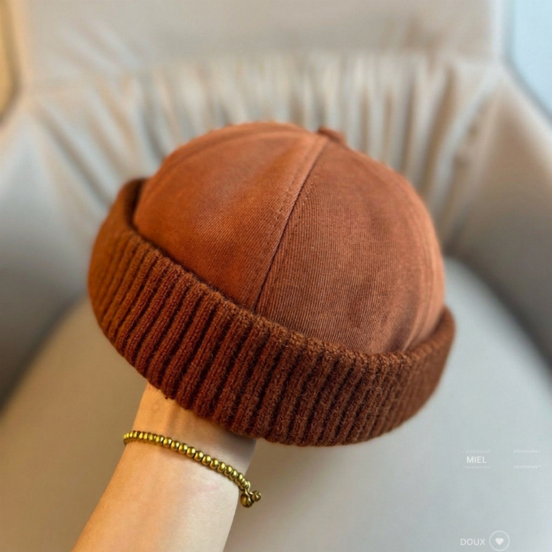 Casquette Docker en tricot chaud, sans bord, unisexe