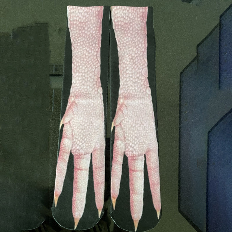Chaussettes montantes avec motif pattes d'animaux pour adultes et enfants unisexes