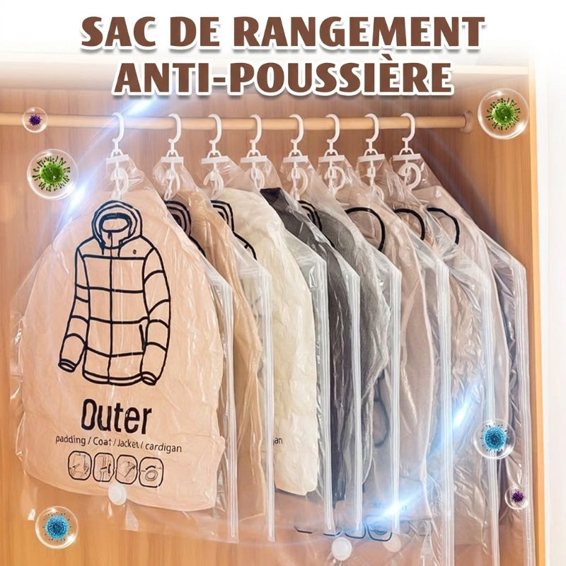 📢📢50% DE RÉDUCTION !! ⏰Sacs de Rangement Sous Vide Suspendus – Gain de Place, Réutilisables & Sans Pompe Nécessaire 👚🧳