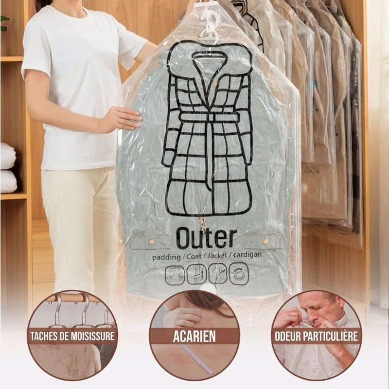📢📢50% DE RÉDUCTION !! ⏰Sacs de Rangement Sous Vide Suspendus – Gain de Place, Réutilisables & Sans Pompe Nécessaire 👚🧳