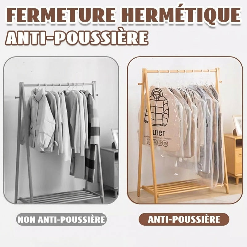 📢📢50% DE RÉDUCTION !! ⏰Sacs de Rangement Sous Vide Suspendus – Gain de Place, Réutilisables & Sans Pompe Nécessaire 👚🧳