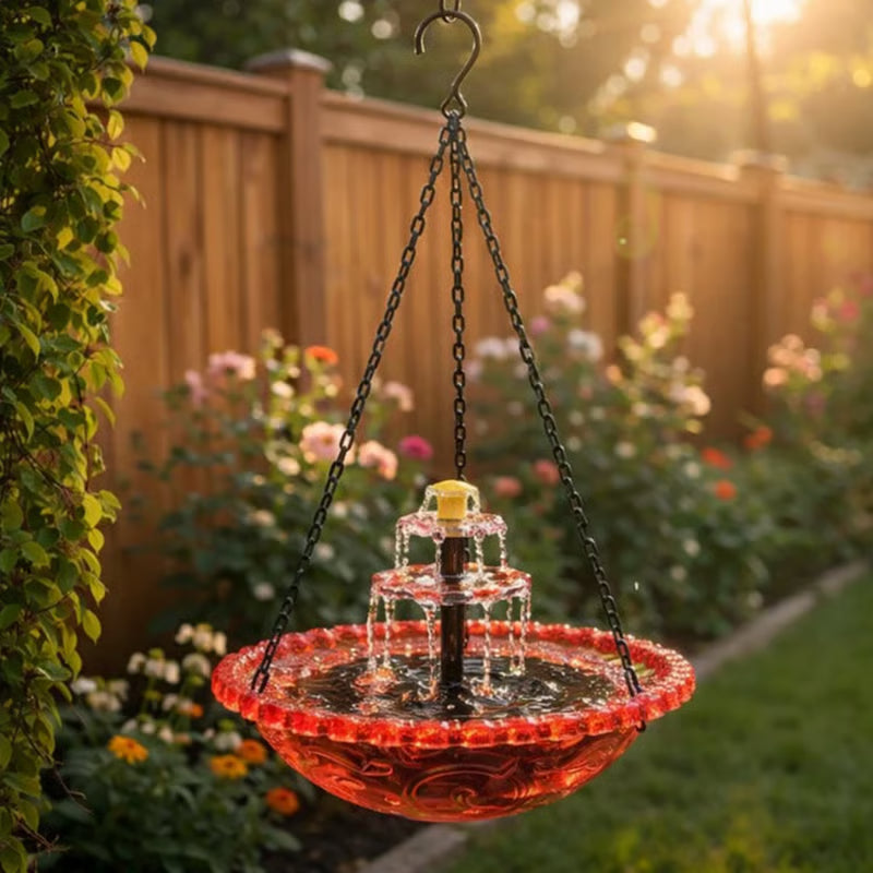 🔥💐 SOLDES DE PRINTEMPS - 50 % DE RÉDUCTION ⚡ PLUS DE 50 000 VENDUS ! 🐦 Baignoire à oiseaux suspendue solaire – Fontaine ou distributeur de nourriture pour oiseaux