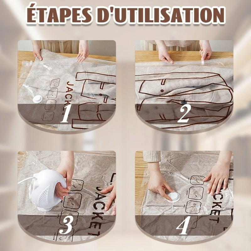 📢📢50% DE RÉDUCTION !! ⏰Sacs de Rangement Sous Vide Suspendus – Gain de Place, Réutilisables & Sans Pompe Nécessaire 👚🧳