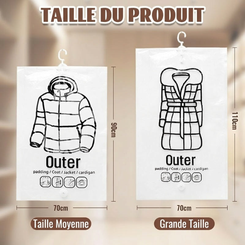 📢📢50% DE RÉDUCTION !! ⏰Sacs de Rangement Sous Vide Suspendus – Gain de Place, Réutilisables & Sans Pompe Nécessaire 👚🧳