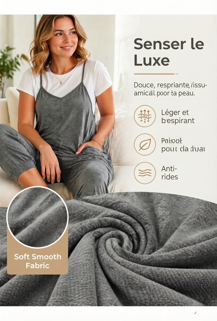 👗 PROMO LIMITÉE 50% DE RÉDUCTION ! ✨ Combinaison Salopette Bretelles Spaghetti – Coupe Ample, Tendance, Polyvalente 🌿