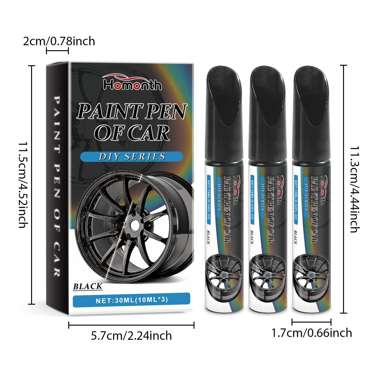 🖊️🚗✨ PROMO FLASH -50% ! Stylo Réparation Rayures Jantes Noir – Vernis Inclus, Séchage 10 min, 3 x 10 ml, Compatible Métal/Aluminium/Acier