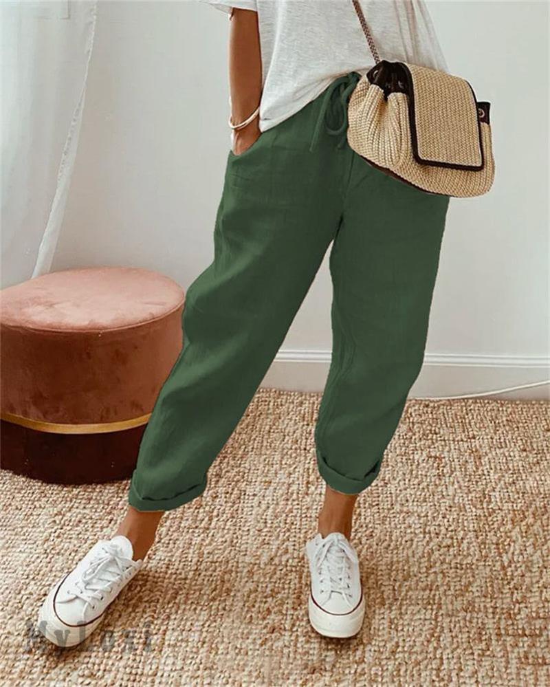 👖🌿Pantalon Décontracté en Coton et Lin pour Femme – Élégant, Respirant & Polyvalent ✨☀️