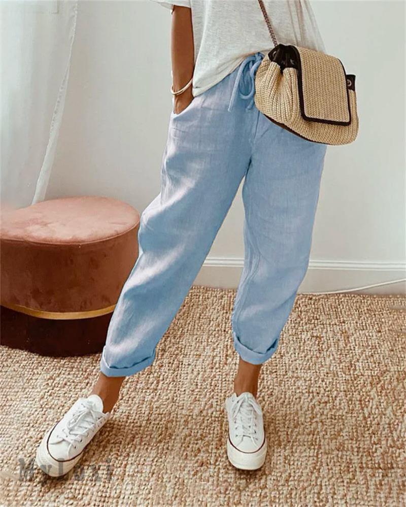 👖🌿Pantalon Décontracté en Coton et Lin pour Femme – Élégant, Respirant & Polyvalent ✨☀️