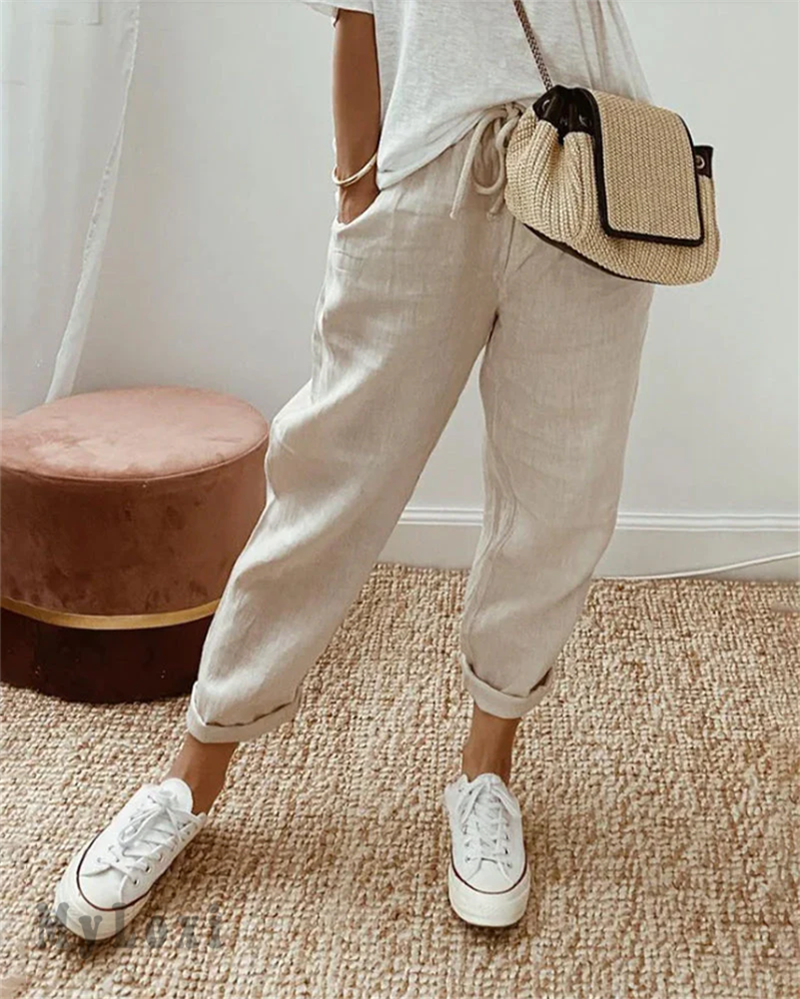 👖🌿Pantalon Décontracté en Coton et Lin pour Femme – Élégant, Respirant & Polyvalent ✨☀️