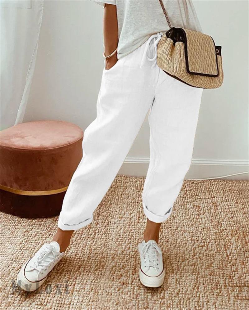 👖🌿Pantalon Décontracté en Coton et Lin pour Femme – Élégant, Respirant & Polyvalent ✨☀️