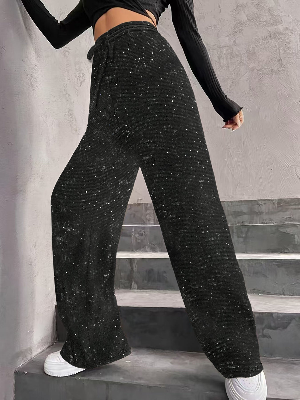 📢📢50 % DE RÉDUCTION !!🎅Pantalon large à paillettes pour femme avec taille élastique