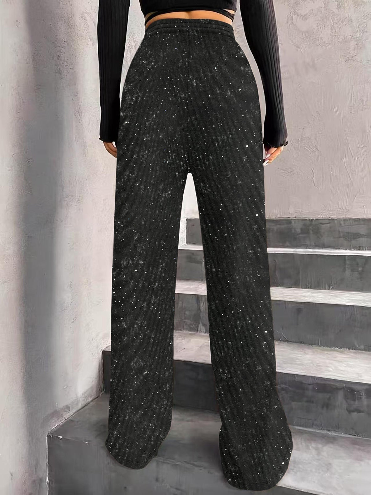 📢📢50 % DE RÉDUCTION !!🎅Pantalon large à paillettes pour femme avec taille élastique