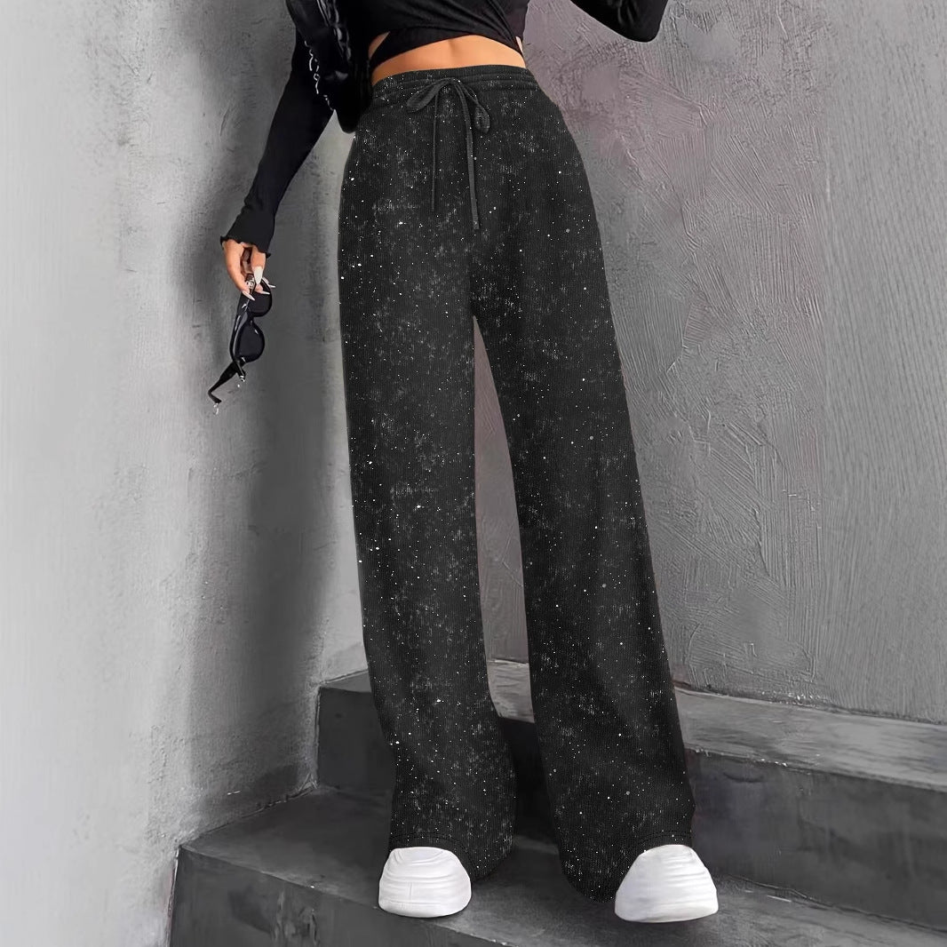 📢📢50 % DE RÉDUCTION !!🎅Pantalon large à paillettes pour femme avec taille élastique