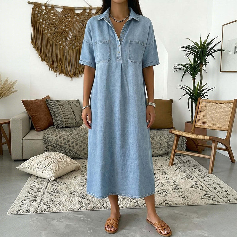 Light blue midi shirt dress