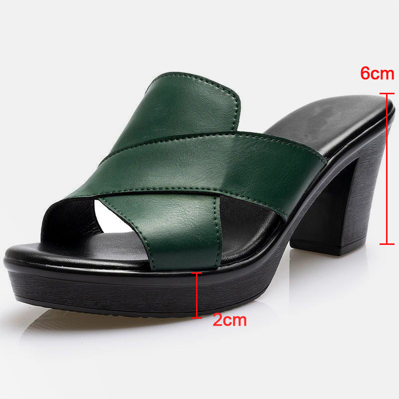 🔥Vente chaude🔥Plate-forme pour femmes Slip on Chunky Sandales à talons hauts