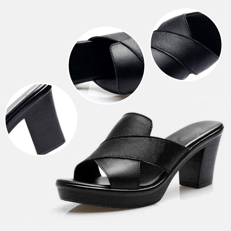 🔥Vente chaude🔥Plate-forme pour femmes Slip on Chunky Sandales à talons hauts