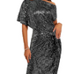 💃Soldes du dernier jour -49% DE RÉDUCTION🎉Robe plissée étincelante à une épaule✨
