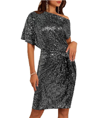 💃Soldes du dernier jour -60% DE RÉDUCTION🎉Robe plissée étincelante à une épaule✨