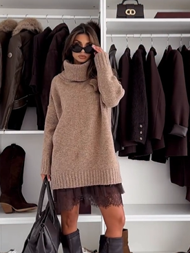 ❄️ Soldes d'hiver - 49 % de réduction 👗 Ensemble mini-robe et pull à col roulé pour femme