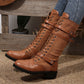 Bottines de combat vintage pour femmes à lacets et boucle