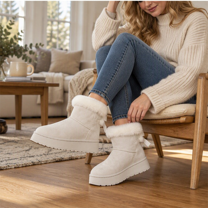Bottes de neige à plateforme mi-mollet pour femmes