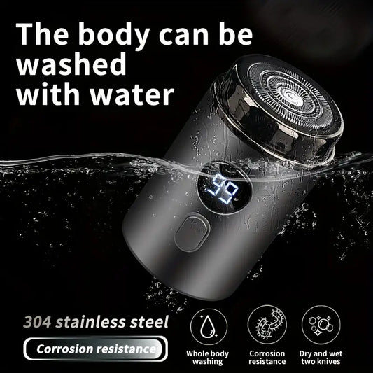 ⚡🪒 PROMO FLASH 50% ! Rasoir Électrique Mini Portable – 15 Lames Turbo Inox, 7200 tr/min, Double Anneau 3D, Usage Sec/Humide, Recharge USB, Autonomie 60min ✨