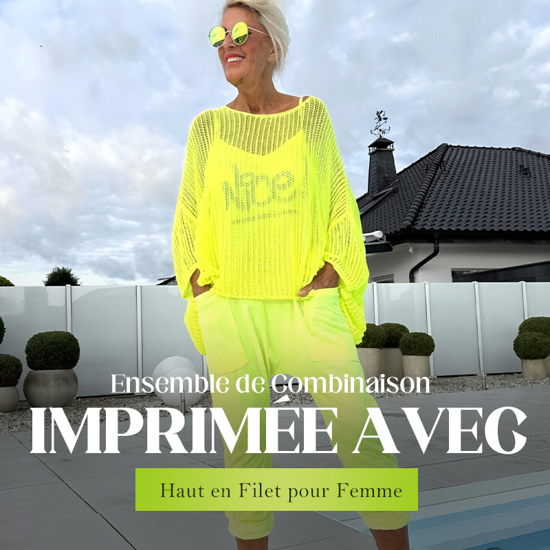 ✨Combinaison + Smock creux à imprimé lettres pour femmes, tenue décontractée