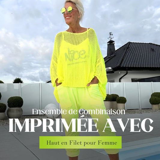 ✨Combinaison + Smock creux à imprimé lettres pour femmes, tenue décontractée