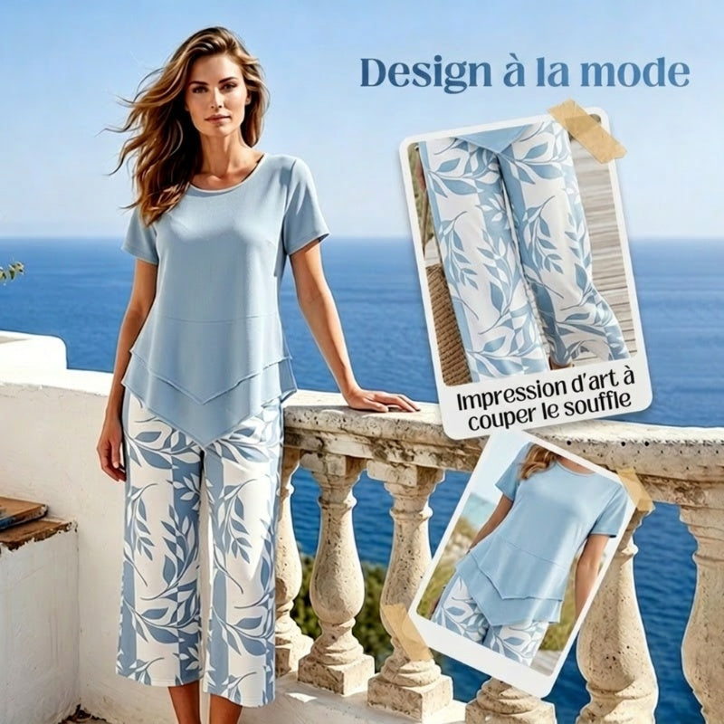 💐50% DE RÉDUCTION ! Ensemble Haut Long & Pantalon Large – Tissu Doux, Look Décontracté ☁️🌿【Offre Limitée】