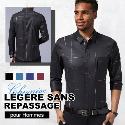 👔 50% DE RÉDUCTION! ✨ Chemise à Manches Longues Sans Repassage pour Hommes – Infroissable, Coupe Premium & Confortable 👕