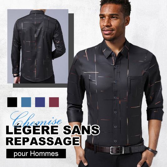 👔 50% DE RÉDUCTION! ✨ Chemise à Manches Longues Sans Repassage pour Hommes – Infroissable, Coupe Premium & Confortable 👕