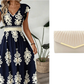 🎑👗 PROMO FLASH 50% ! Robe Longue Femme Imprimé Baroque – Col en V, Taille Haute, Tissu Fluide, 5 Couleurs, Style Bohème Chic 🌸