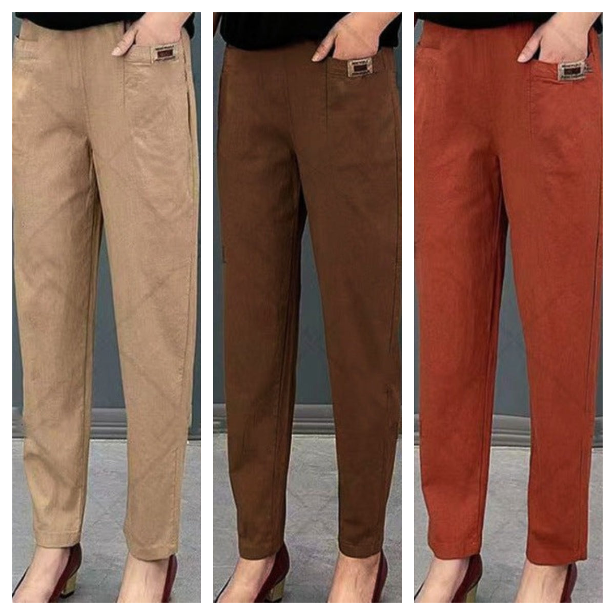 🔥Pour une durée limitée, 50 % de réduction🔥Pantalon en coton à taille élastique pour femme
