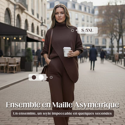 🔥Ensemble 2 pièces femme👚Pull asymétrique + pantalon large, coupe ample et tissu doux, ultra confortable✅