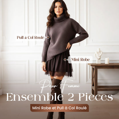 ❄️ Soldes d'hiver - 49 % de réduction 👗 Ensemble mini-robe et pull à col roulé pour femme