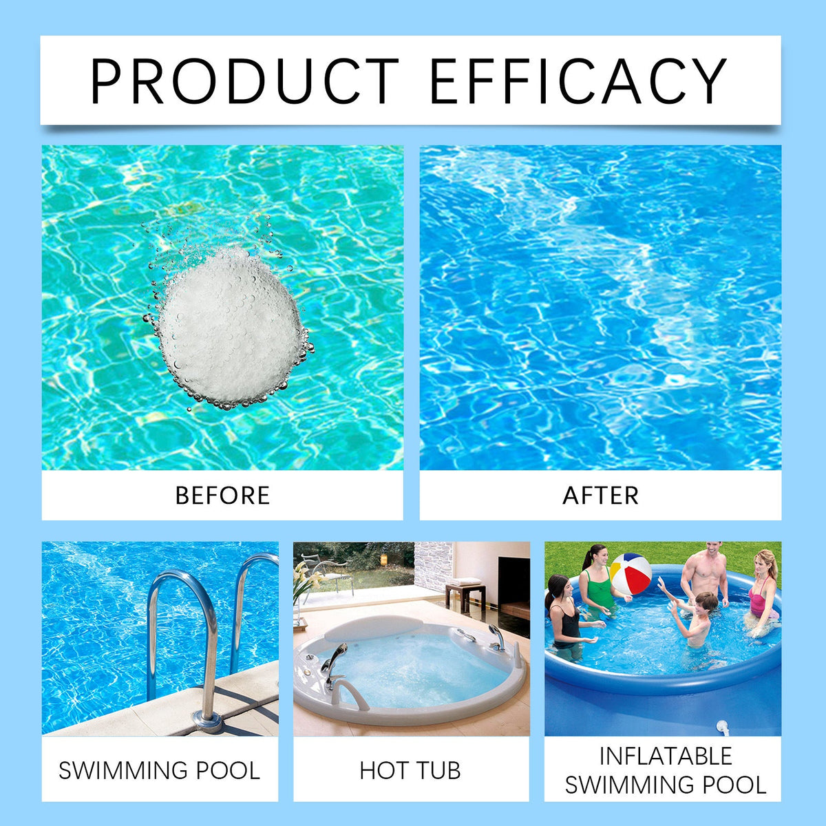 Pastilles nettoyantes pour piscines, pour une eau cristalline
