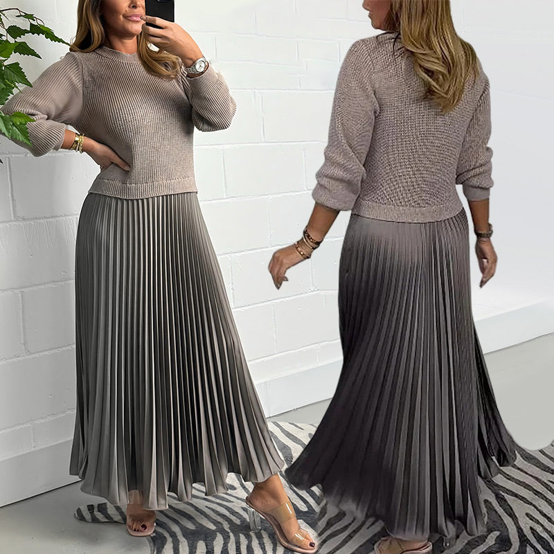 📢📢50 % de réduction !! 🥰Robes plissées à col rond pour femmes, élégantes et stylées