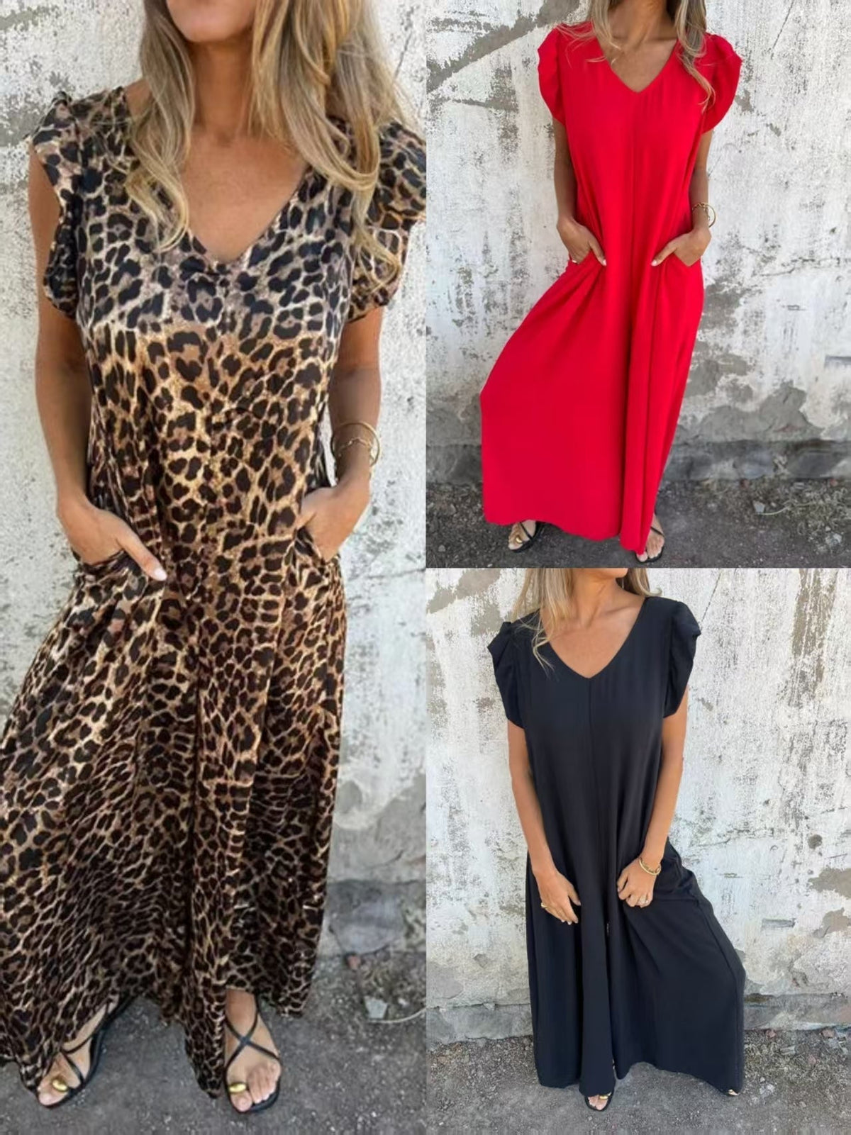 ✨ 2025 nouvelle robe pour femme avec col en V et imprimé léopard