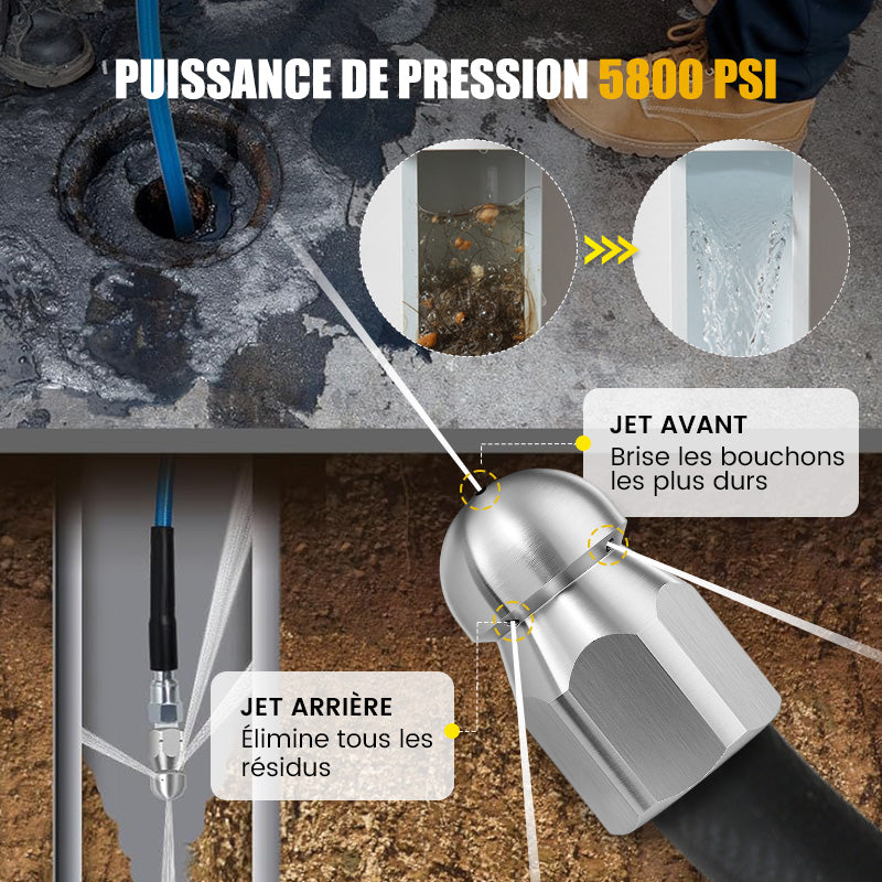 💎 -50% ! 💎 Kit de Nettoyage Haute Pression 5800 PSI – Débouche Canalisations, Éviers & Toilettes en Quelques Secondes ! 🚿⚡
