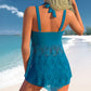 Maillot de bain deux pièces pour femme, col en V, bordure en dentelle et shorty