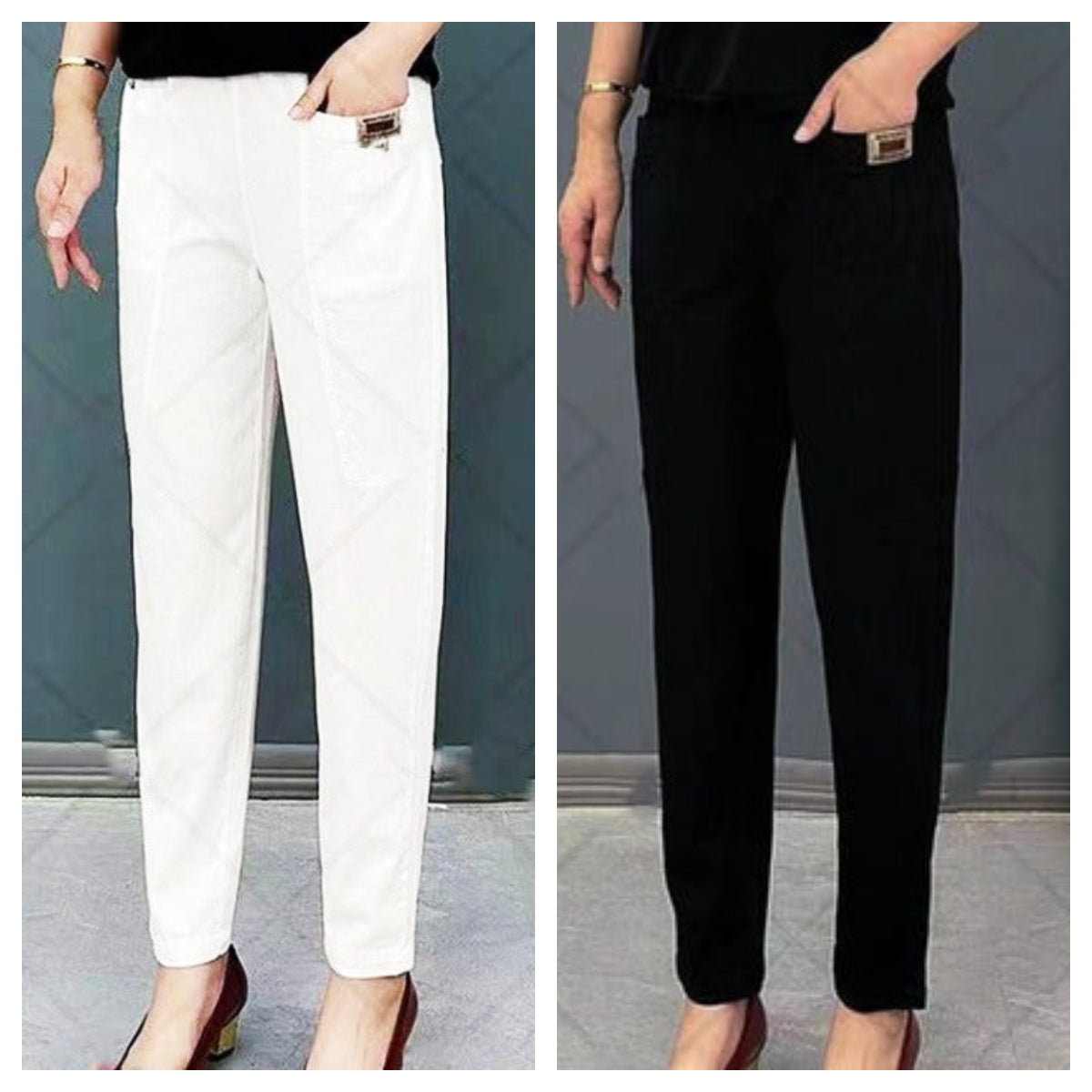 🔥Pour une durée limitée, 50 % de réduction🔥Pantalon en coton à taille élastique pour femme