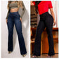 Jean Évasé Taille Haute en Stretch – Silhouette Allongée, Confort Extensible & Look Élégant Toute la Journée 👖✨