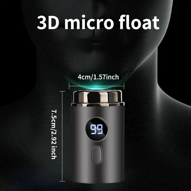 ⚡🪒 PROMO FLASH 50% ! Rasoir Électrique Mini Portable – 15 Lames Turbo Inox, 7200 tr/min, Double Anneau 3D, Usage Sec/Humide, Recharge USB, Autonomie 60min ✨