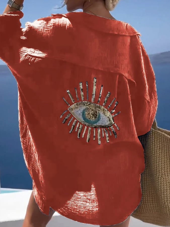 🔥DERNIER JOUR 50% DE REDUCTION - Chemise décontractée à paillettes et perles