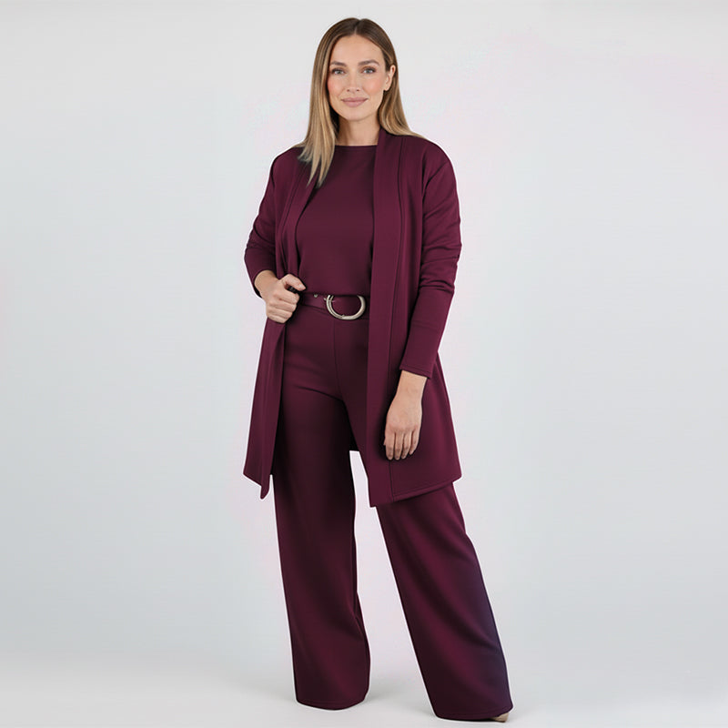 Ensemble 3 pièces élégant comprenant un cardigan long, un haut et un pantalon🔥LIVRAISON GRATUITE
