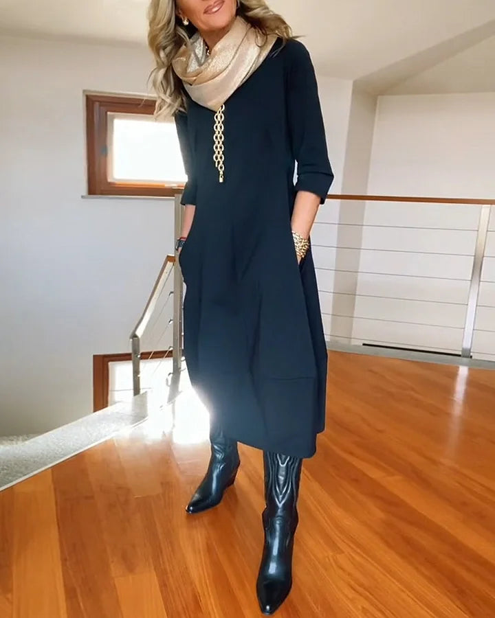 🔥Vente chaude 50% de réduction🔥Robe à manches longues et col rond