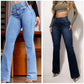 Jean Évasé Taille Haute en Stretch – Silhouette Allongée, Confort Extensible & Look Élégant Toute la Journée 👖✨