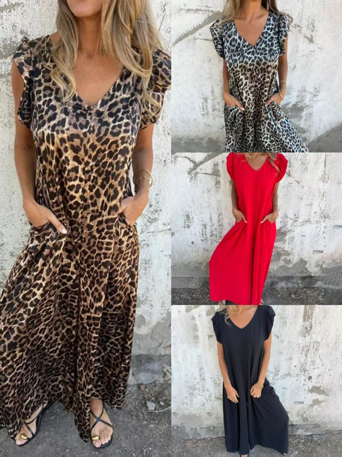 ✨ 2025 nouvelle robe pour femme avec col en V et imprimé léopard
