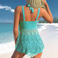 Maillot de bain deux pièces pour femme, col en V, bordure en dentelle et shorty